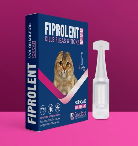 [1366] Fiprolent Spot On Kills Fleas & Ticks For Cats X 1 Pipette