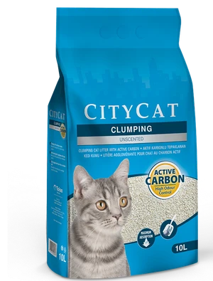 Citycat Clumping Cat Litter Active Carbon - Unscented 10 L