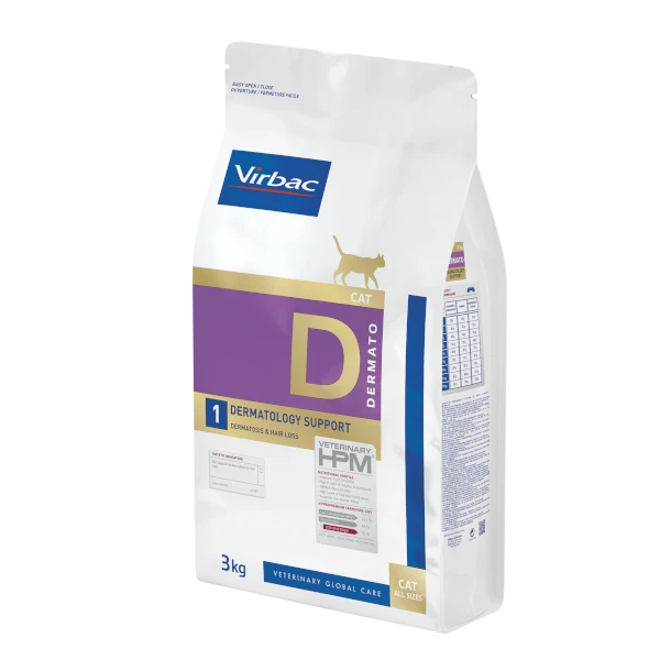 Virbac Veterinary HPM Dermato 1 Dermatology Support Dermatosis & Hair Loss Cat Dry Food 3 Kg