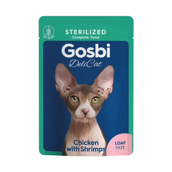 Gosbi Delicat Sterilized Chicken With Shrimps Loaf Pate Wet Cat Food 70 g