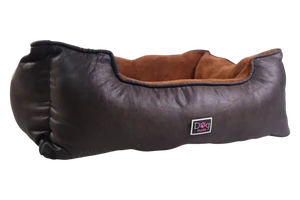 Petmoda Classic Black Leather/Brown Fur Bed Medium 70*55