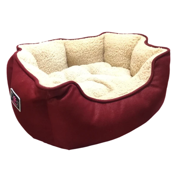 Petmoda Leather/Fur Cozy Bed 55*45 cm - Red