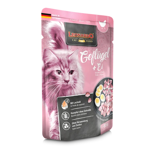 Leonardo Poultry + Egg Adult Cat Wet Food Pouch 85g