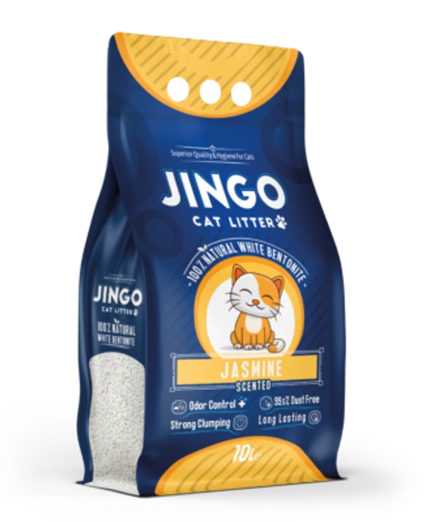 Jingo 100% Natural White Bentonite Clumping Cat Litter Jasmine Scented