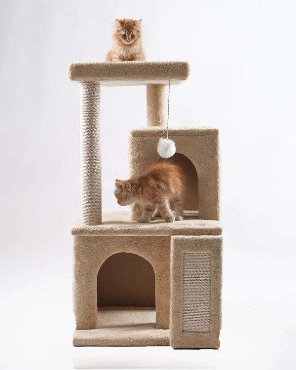 Cat House Compact Tree with Condo, Scratching Posts & Hanging Toy