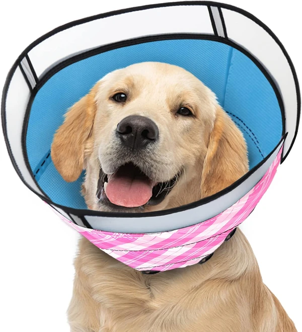 INKZOO Soft Dog Cone Collar After Surgery – Adjustable Pet Recovery Collar for Large Dogs, Anti-Lick & Wound Protection - Size L