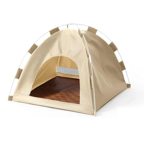 Foldable Cat & Small Dog Tent Bed – 40×40 cm | Portable Indoor & Outdoor Pet House - Brown