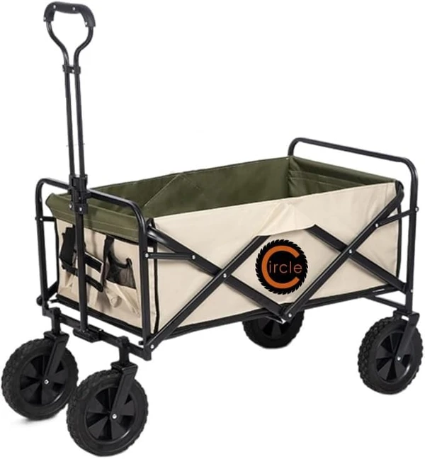 Folding Wagon, Portable with W Heels, 80kg, Pet Transport Wagon, Wide, 360 Wheels, Outdoor & Shopping