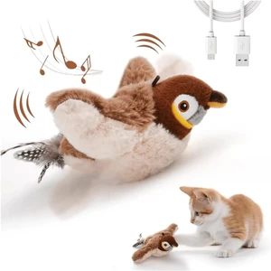 Interactive Flapping Bird Toy for Cats – Rechargeable Cat Toy with Real Bird Sounds, Motion Wings & Catnip Pouch | USB Charging