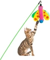 Interactive Cat Wand with Dragonfly Toy and Sound – Colorful Feather Teaser Wand for Active Play & Exercise