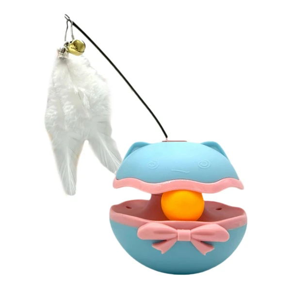 Interactive Cat Toy with Colorful Feather & Bell – Tumbler Balance Design for Indoor Play & Exercise