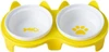 Tilted Ceramic Pet Bowl with Stand – 15° Raised Food Bowl for Dogs & Cats | Anti-Spill, Easy-to-Clean Feeding Set - Yellow