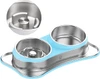 DOKIPETTY Premium Stainless Steel Double Pet Bowl Set – 2-in-1 Food & Water Feeder for Cats and Dogs | Non-Slip Feeding Station - Blue