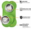2 Stainless Steel Dog & Cat Bowls with Non-Slip Silicone Mat – Food & Water Feeder for Pets