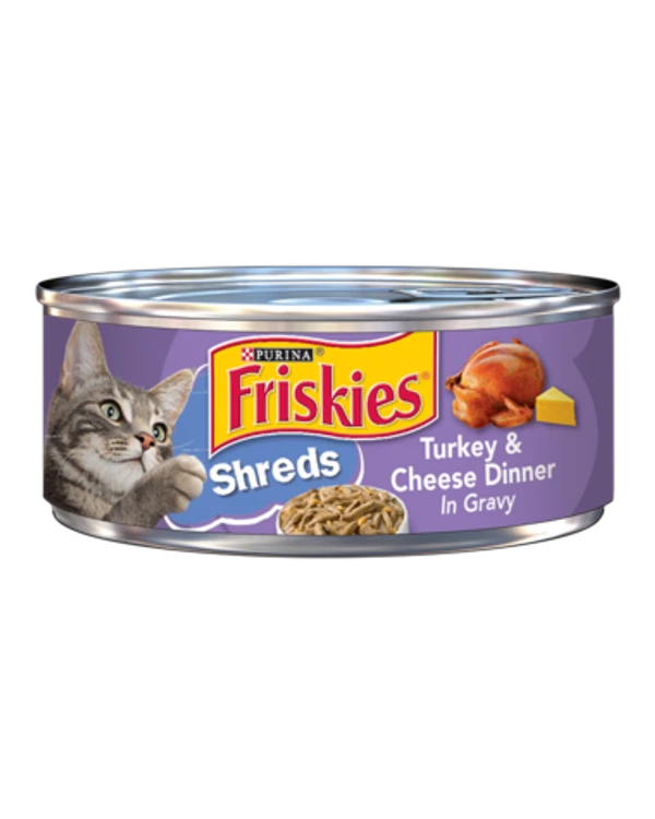Purina Friskies Shreds Turkey & Cheese Dinner in Gravy Adult Cat Wet Food 156 g