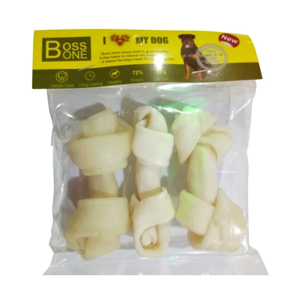 Boss Bone Knotted Rawhide 12Cm 3 Pieces