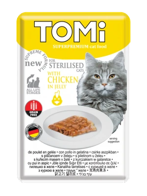 TOMi Super Premium Grain Free Sterilised Cat Wet Food in jelly Pouch 85 g