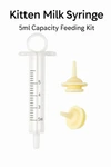 Kitten Milk Feeding Syringe with 2 Soft Silicon Nipples – 5ml Nursing Kit for Newborn Pets