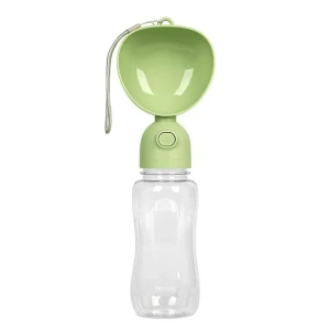 Large Portable Pet Water Bottle – Travel Dog & Cat Water Dispenser with Drinking Bowl 500 ml - Green