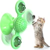 Windmill Rotating Cat Toy with 2 Catnip Balls & Suction Cup – Interactive Spinning Toy & Massager for Indoor Cats - Green