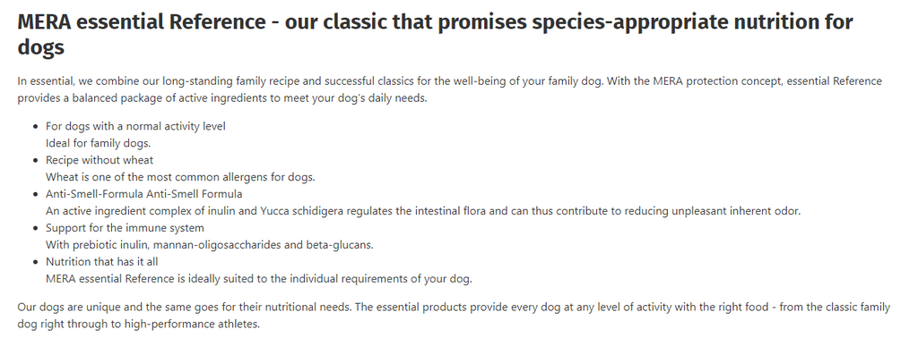 MERA essential Reference Adult Dog Dry Food 4Kg