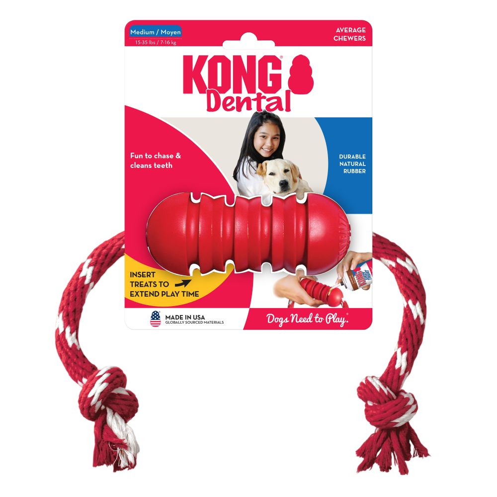 Kong Dental with Rope M - Red