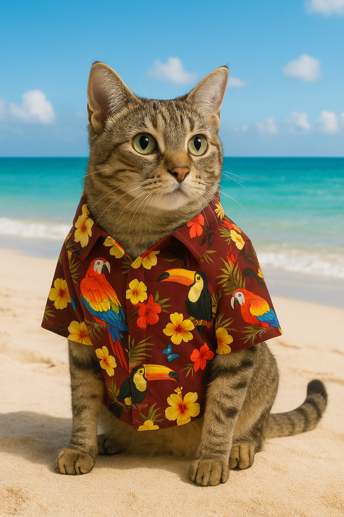 Petmoda Hawaiian Cat Shirt Size 3 - tropical parrots