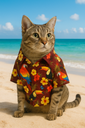 Petmoda Hawaiian Cat Shirt Size 3 - tropical parrots