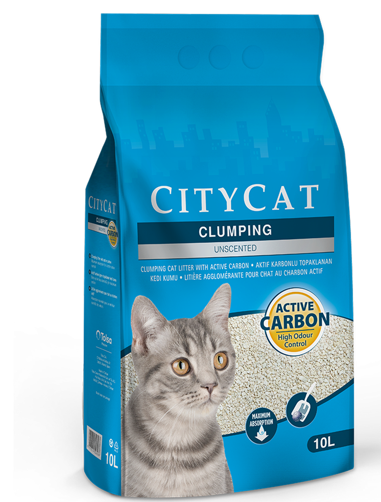 Citycat Clumping Cat Litter Active Carbon - Unscented 10 L