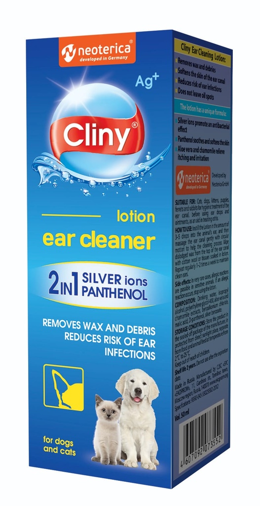 Cliny Ear Cleaning Lotion For Cats & Dogs 50ml - EXP 8/24