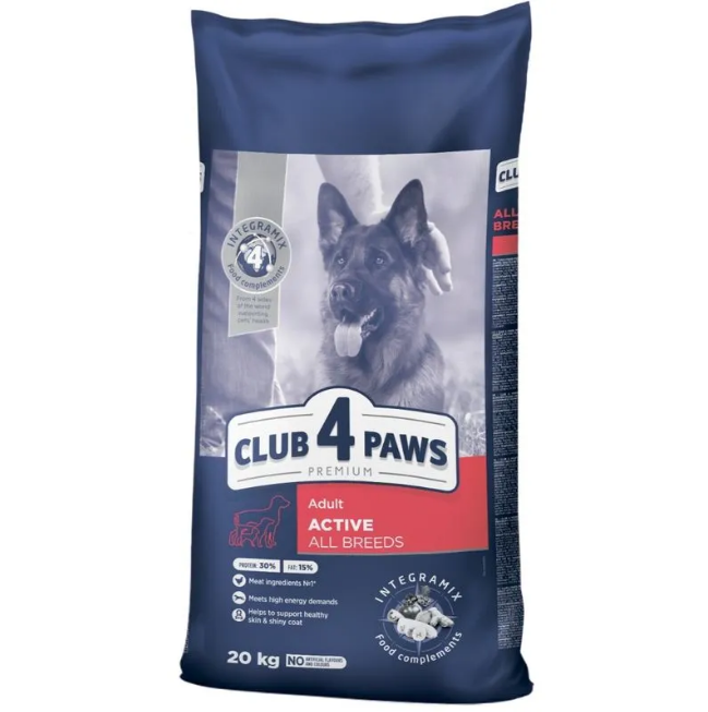 CLUB 4 PAWS Premium Adult Active All Breeds With Chicken Dry Dog Food 20 Kg