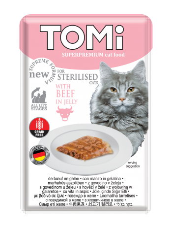 TOMi Super Premium Grain Free Sterilised Cat Wet Food in jelly Pouch 85 g