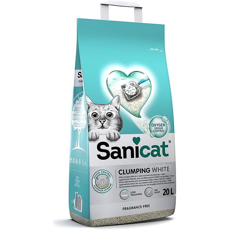 Sanicat Clumping White Fragrance Free Cat Litter 20 L