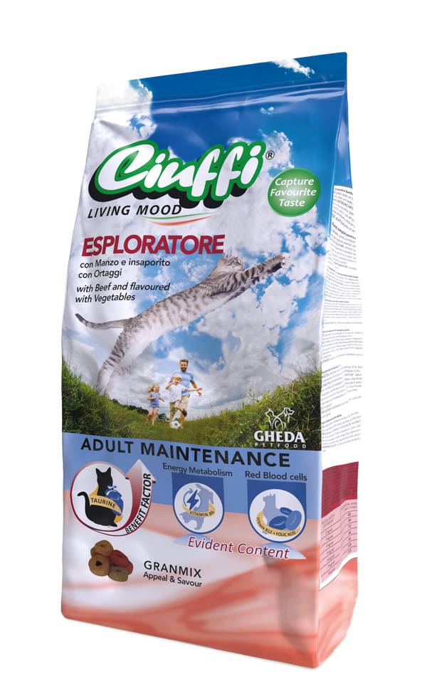 Ciuffi Living Mood Esploratore Adult Maintenance with Beef and flavoured with Vegetables Adult Cats Dry Food 