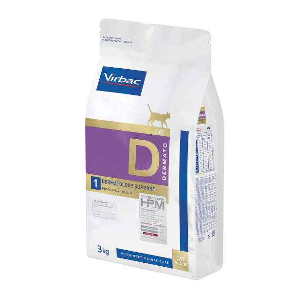 Virbac Veterinary HPM Dermato 1 Dermatology Support Dermatosis & Hair Loss Cat Dry Food 3 Kg