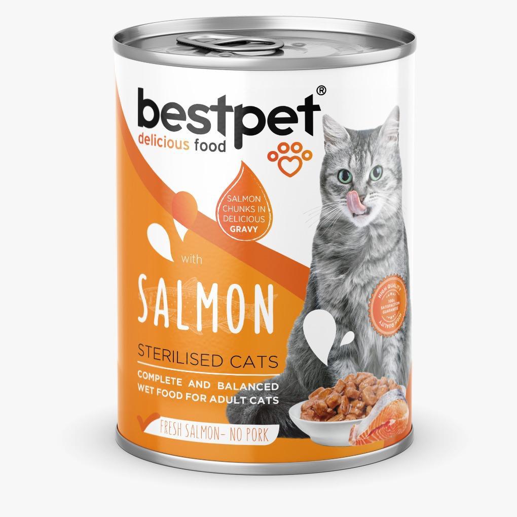 bestpet Salmon Sterilized Adult Cat Wet Food Cans 400 g