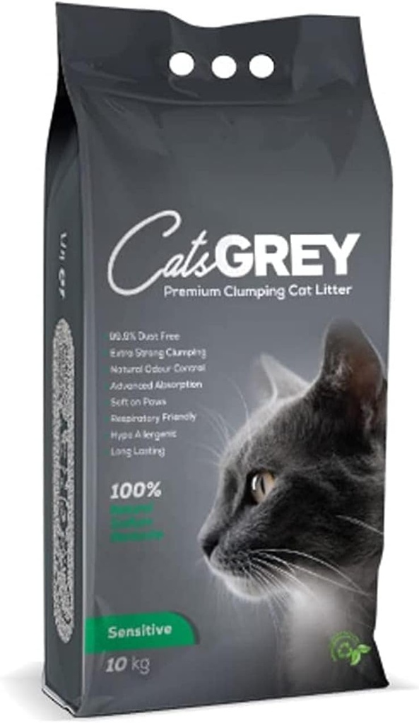 Cats Grey Premium Clumping Cat Litter Sensitive - Unscented 10 Kg