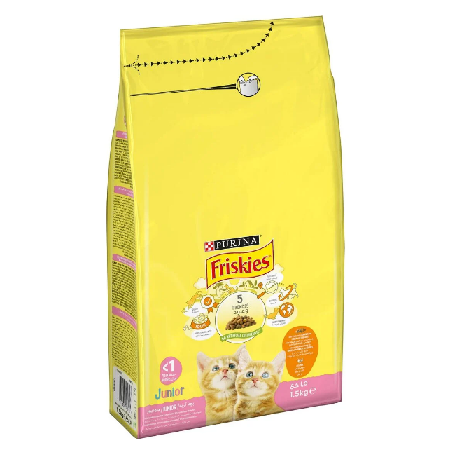 Purina Friskies Junior With Chicken & Turkey & Milk & Vegetable Cat Dry Food 1.5 kg 