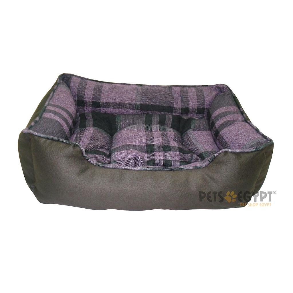 Dog moda Bed 70 x 55 cm (Dark Brown Leather/Karo)