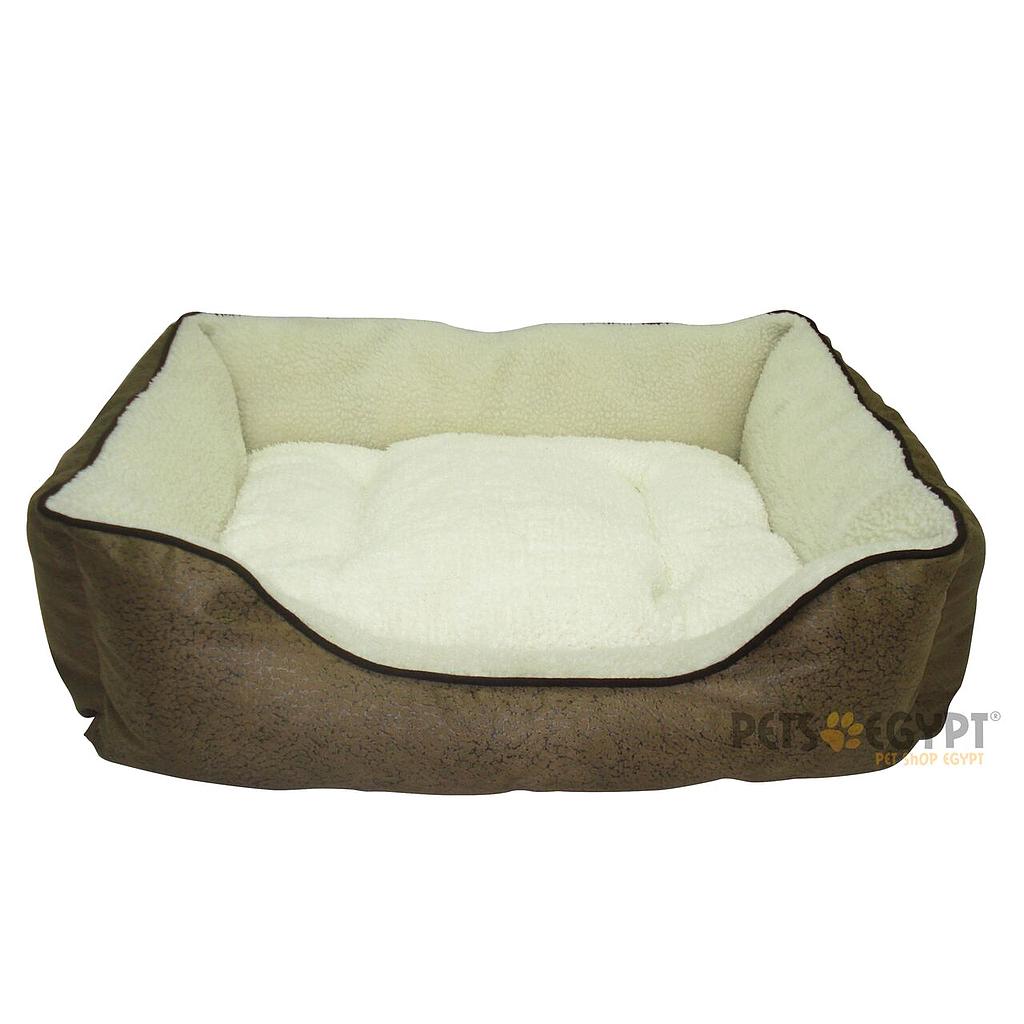 Dog moda Bed 80 x 60 cm ( Brown Leather/Fur)