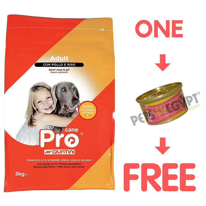 Pro Cane with Chicken and Rice Adult Dog Food 3 Kg + PRODOG Mousse 85 g