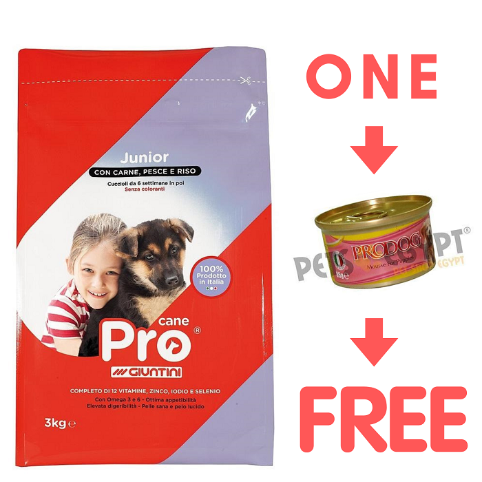 Pro Cane Junior with Meat, Fish and Rice 3 kg + PRODOG Mousse 85 g  