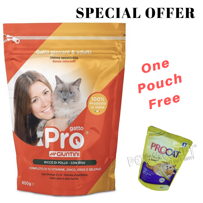 Pro Gatto with Chicken and Rice Cat Food 800 g + Procat With Turkey & Liver 100 g