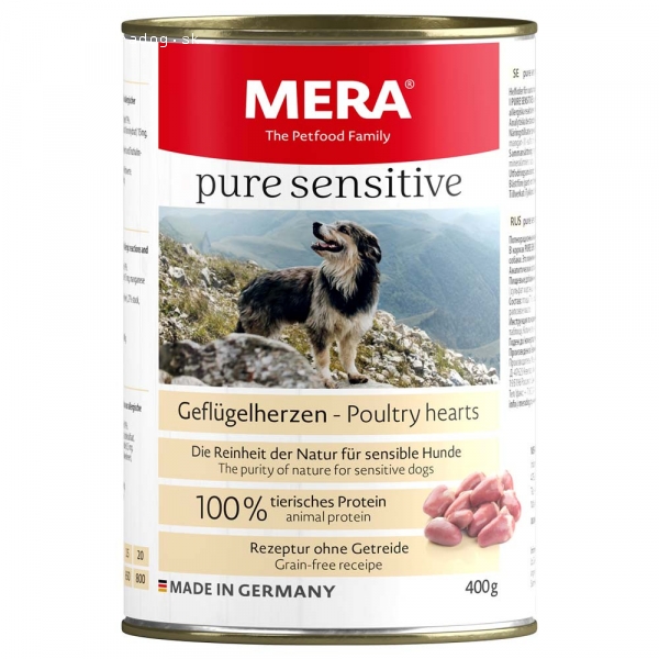 MERA Pure Sensitive with Poultry Hearts 400g Dog Can 