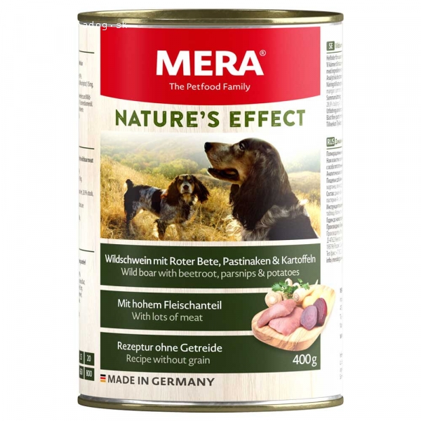 MERA NATURE'S EFFECT with Wild Boar,Beetroot,Parsnips & potatoes 400g Dog Can