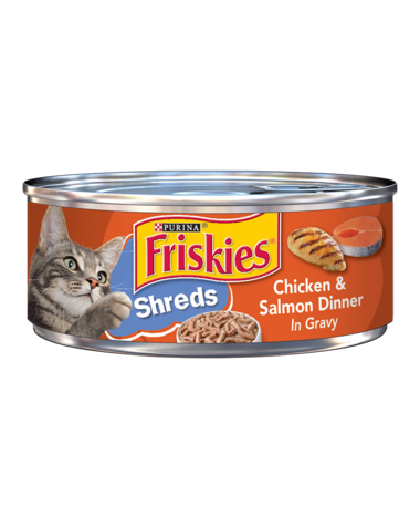 Purina Friskies Shreds Chicken & Salmon Dinner in Gravy Adult Cat Wet Food 156 g