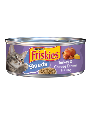 Purina Friskies Shreds Turkey & Cheese Dinner in Gravy Adult Cat Wet Food 156 g
