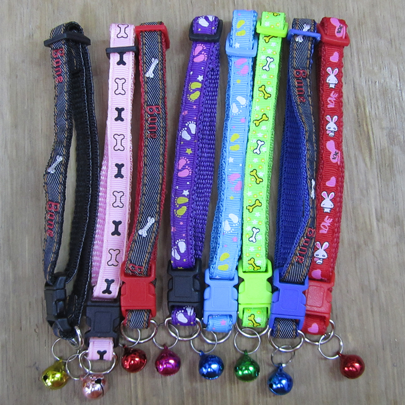 SH Nylon Cat Collar With Bell Mixed Colors (1.0cm x 22-38cm)