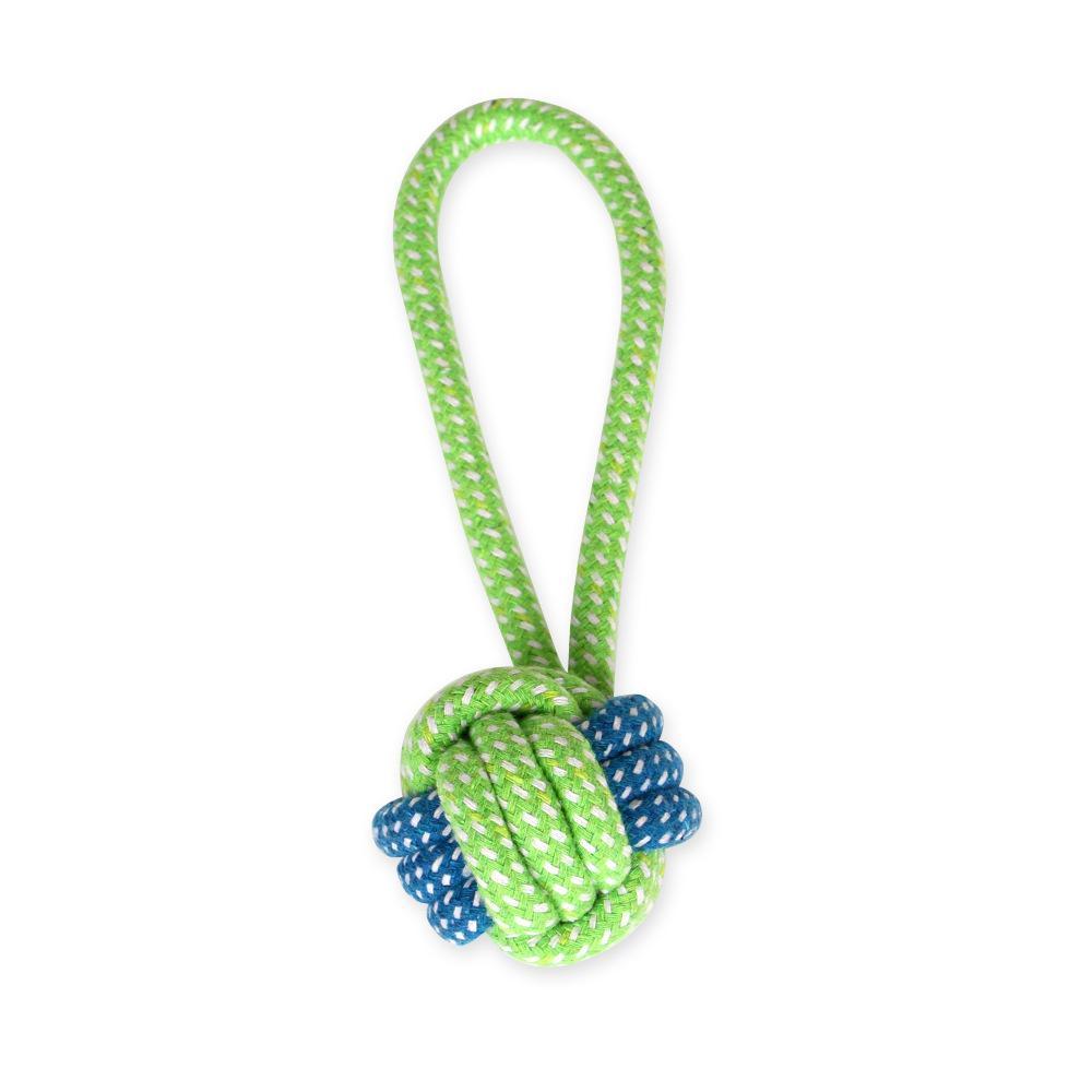 MF Knotted Ball with Hand Rope Dog Toy 18cm Multi-Color