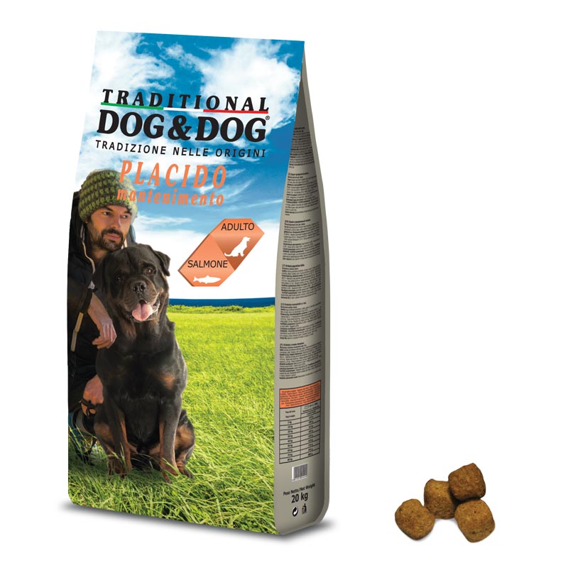 Traditional Dog & Dog Placido mantenimento Adult Dog Food With Salmon 20Kg